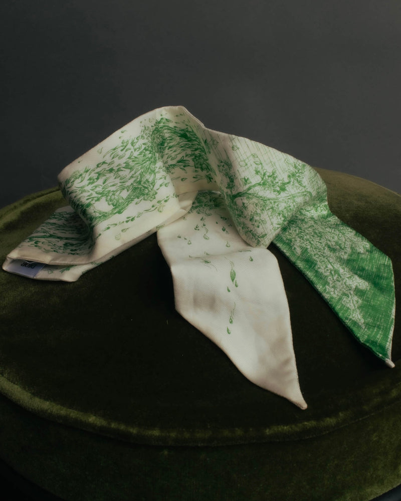 "DIOR" Green printed silk mitzah scarf
