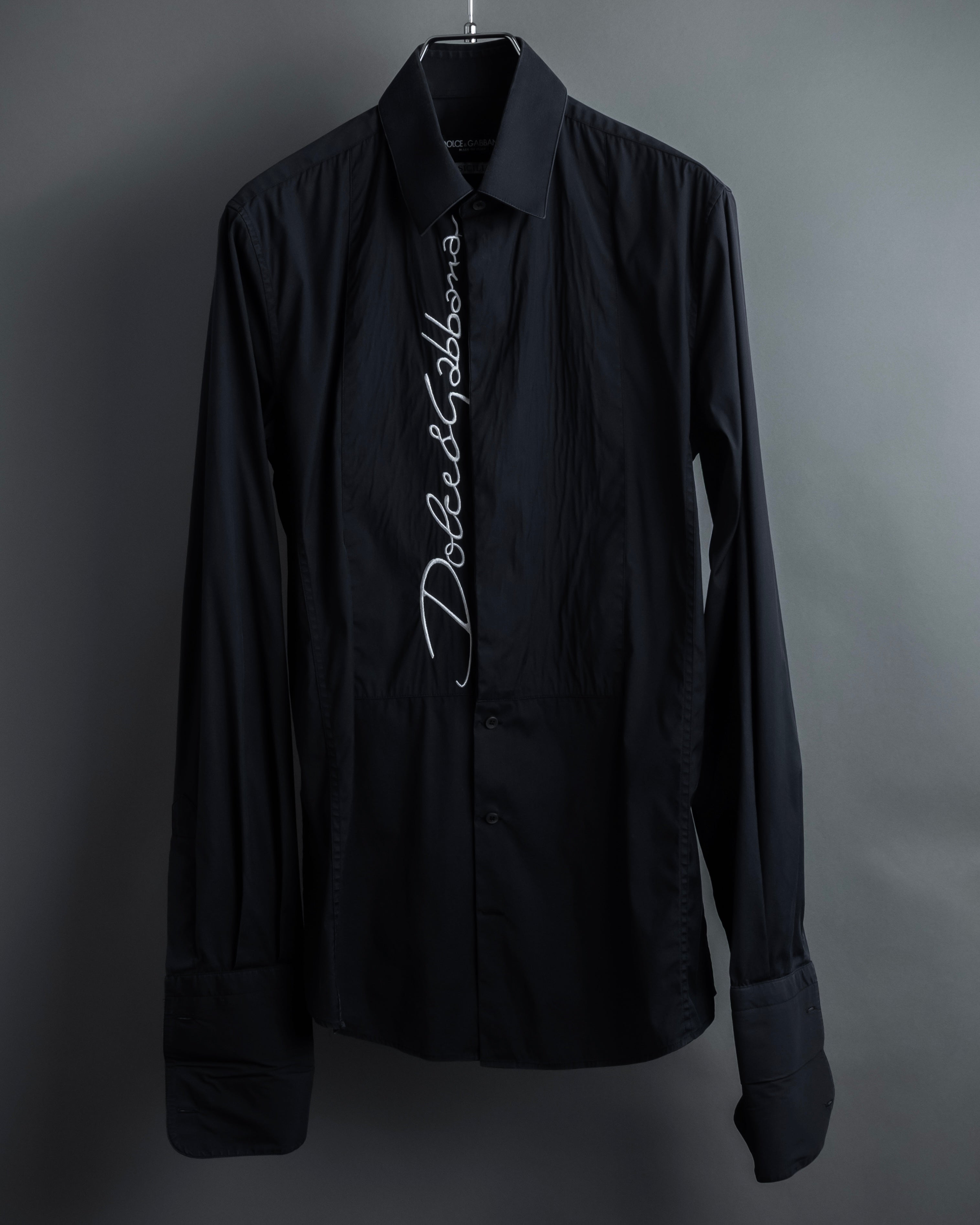 "Dolce & Gabbana" Logo embroidered tie design dress shirt