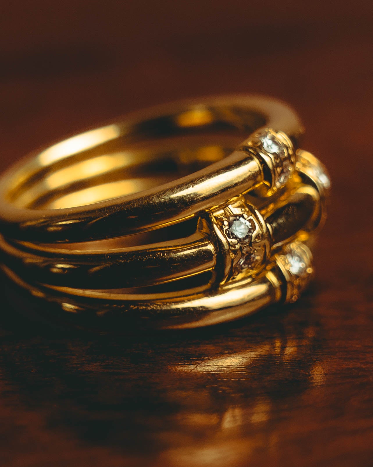 -SPECIAL- “Christian Dior” 80’s-90’s vintage 18k diamond multi-band ring