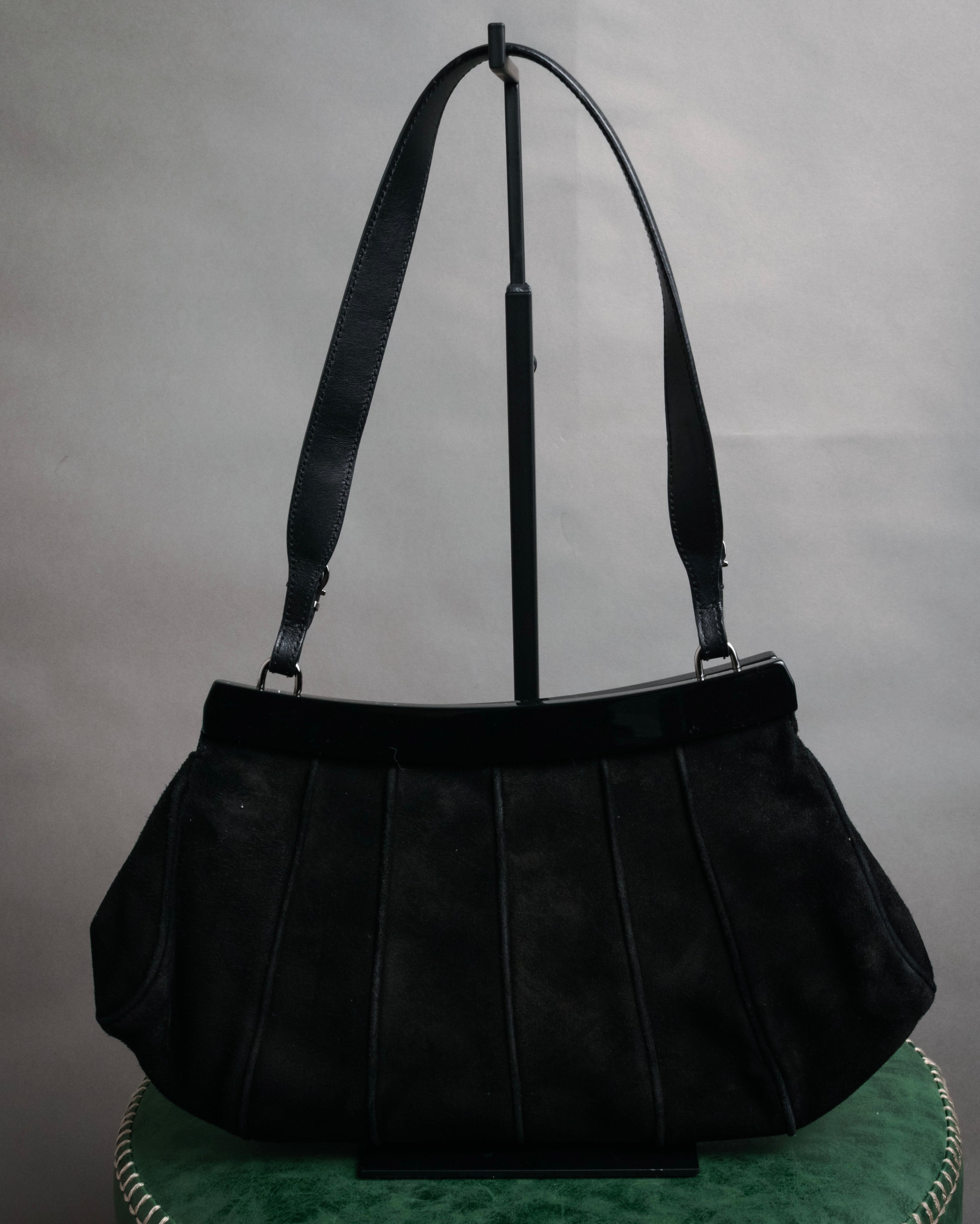 “Salvatore Ferragamo” 90’s-00’s Sculptural suede frame bag