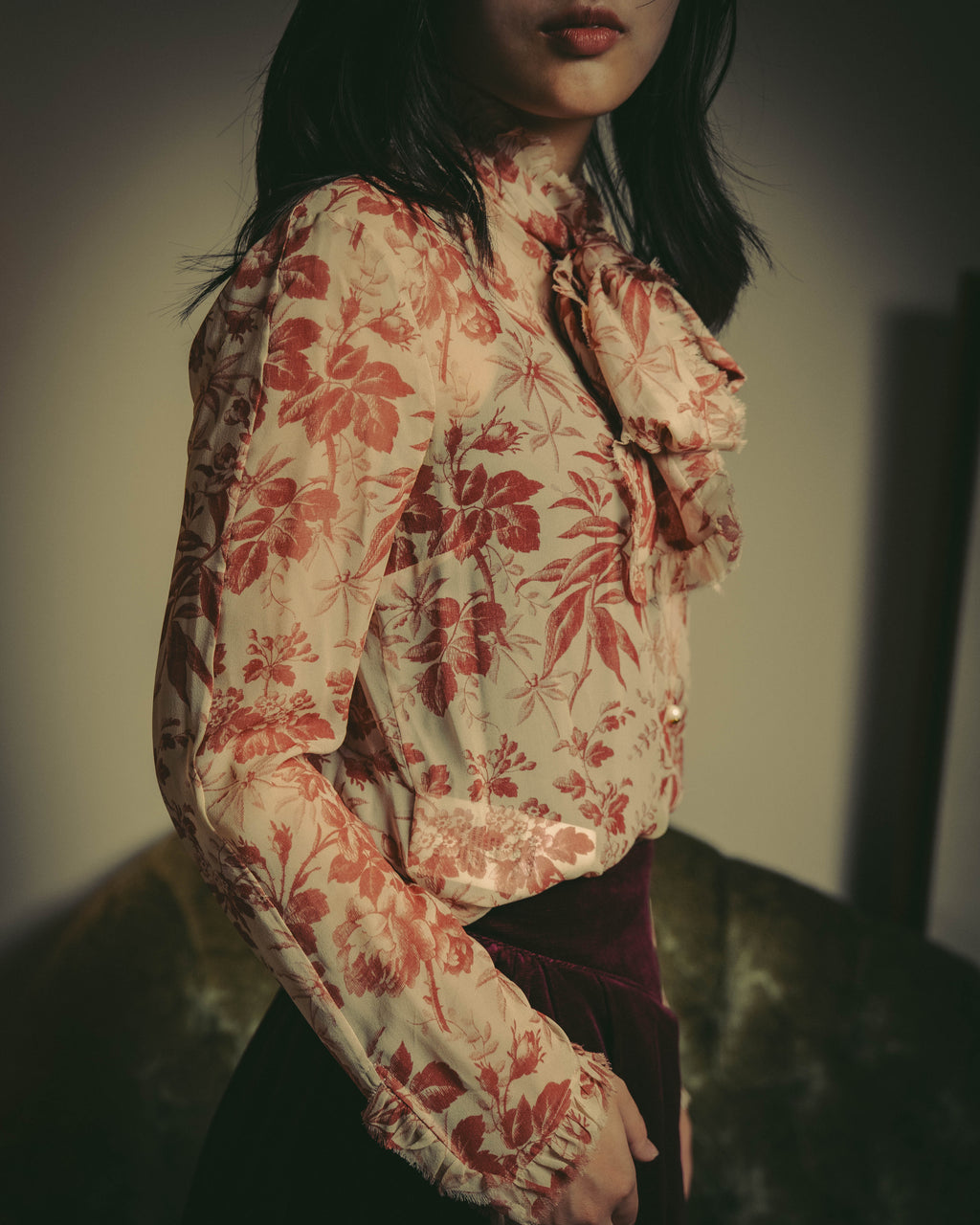 -SPECIAL- "GUCCI" 2010's-20's Romantic floral ruffle blouse