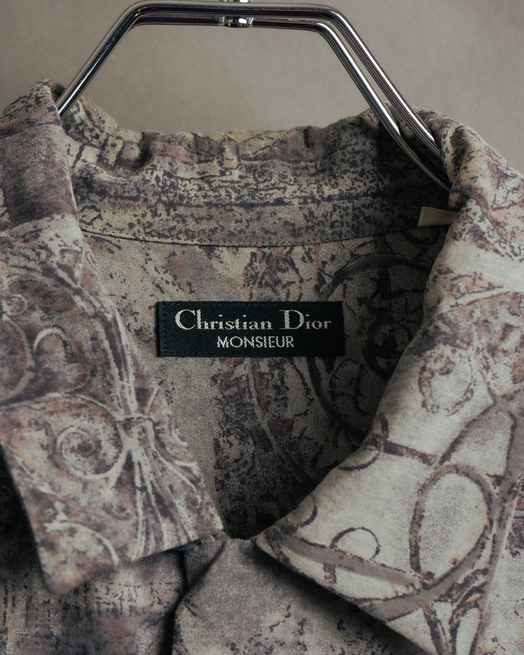 "Christian Dior" 80's-90's Draped rayon patterned shirt