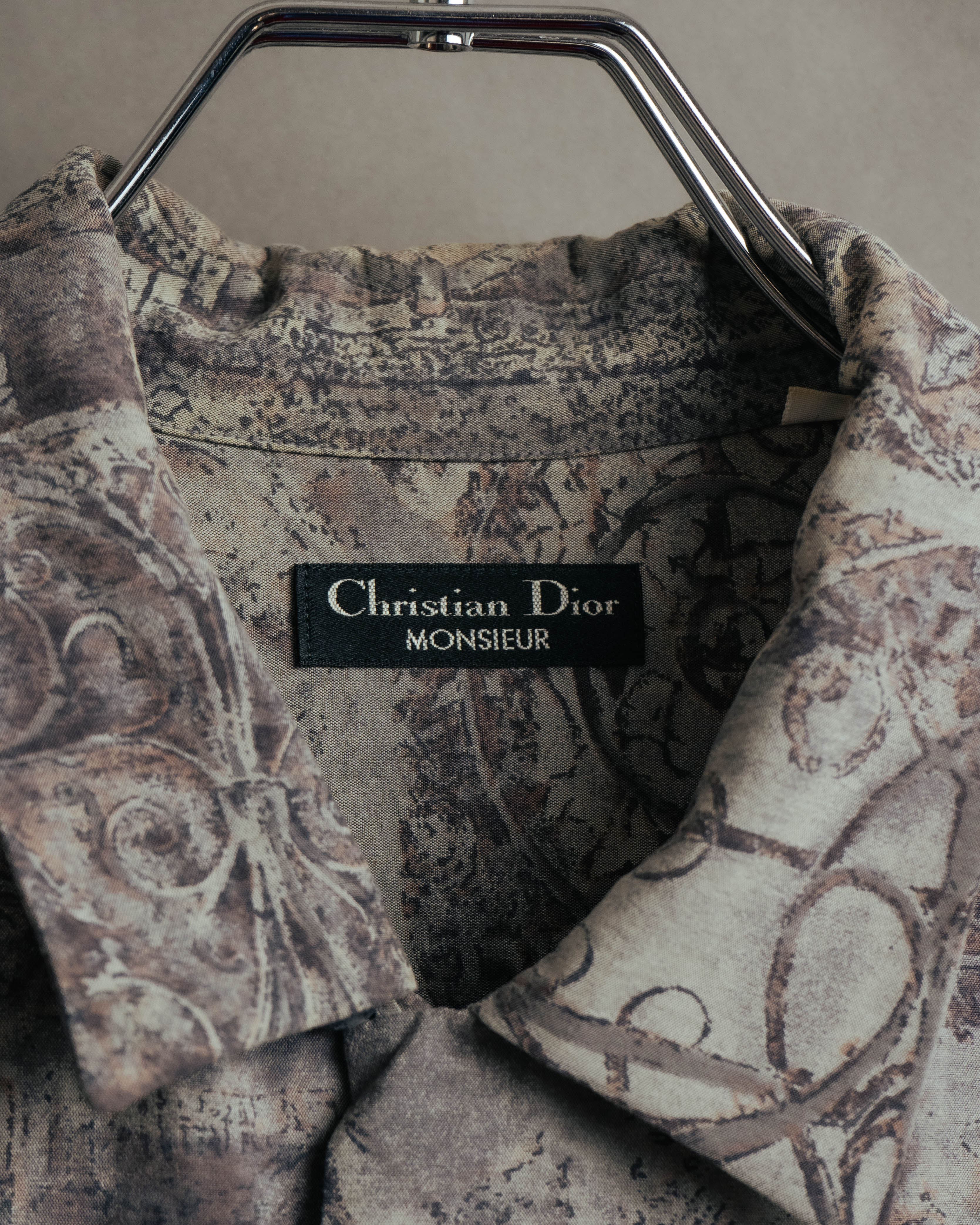 "Christian Dior" 80's-90's Draped rayon patterned shirt