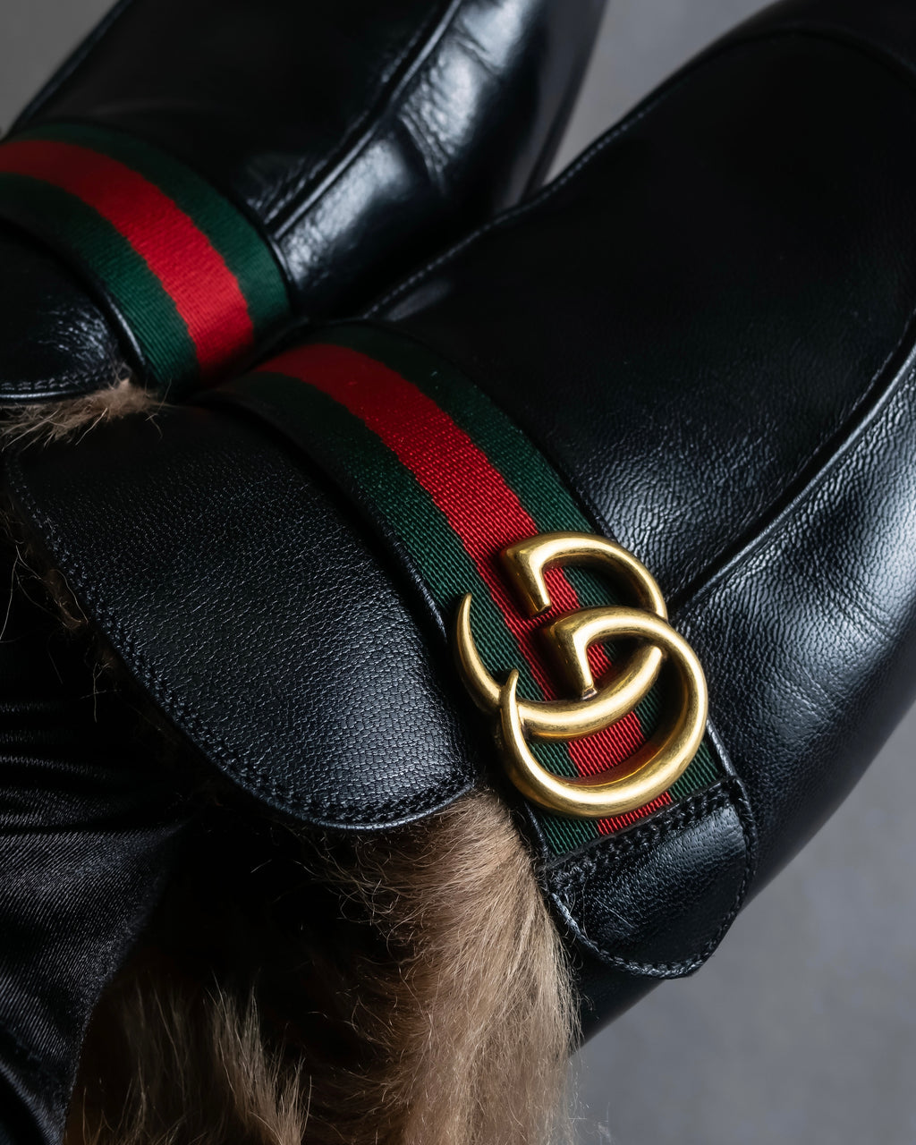 "GUCCI" GG logo design princetown loafers