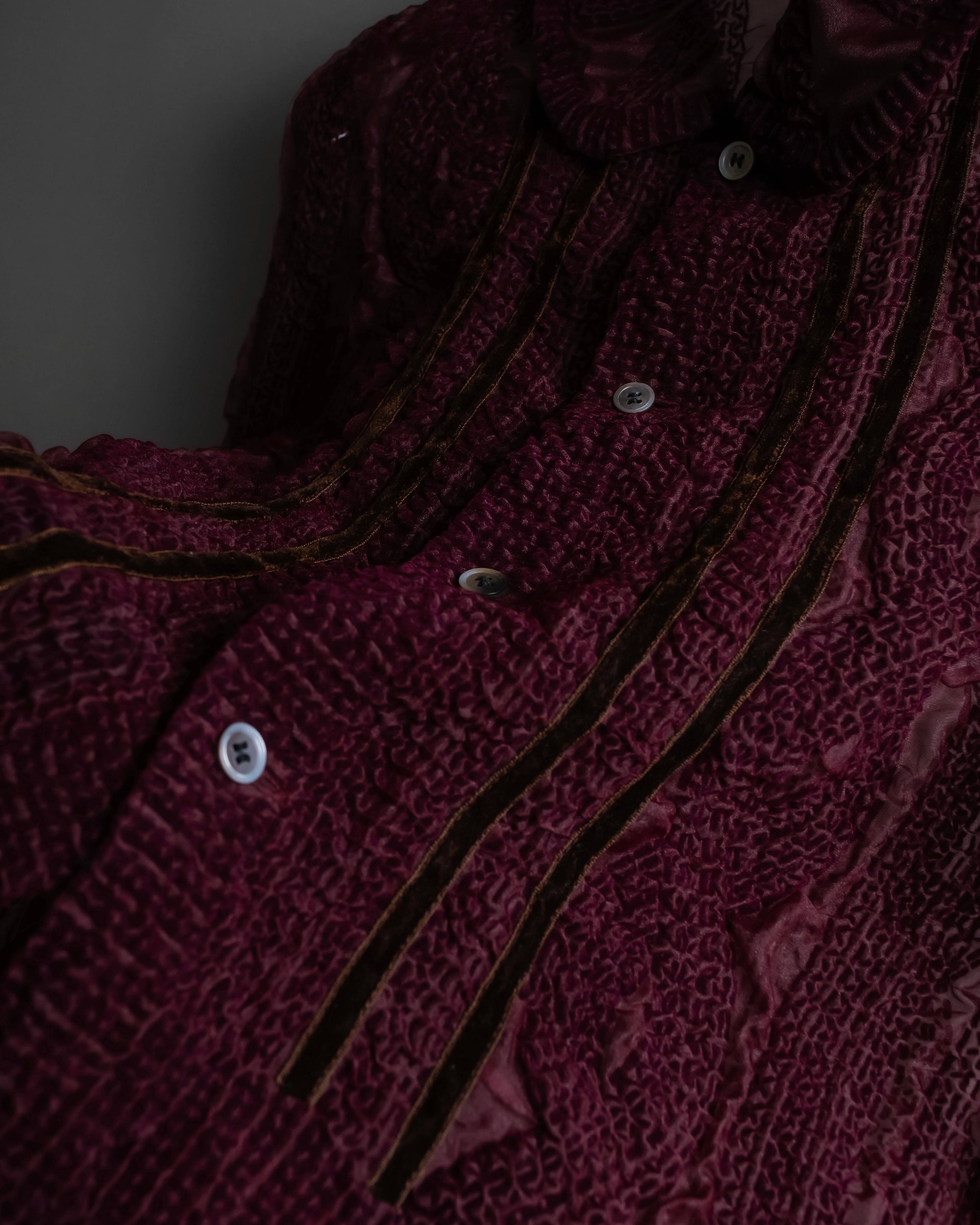 "robe de chambre COMME des GARCONS" Cable knit sheer shirt collar cardigan