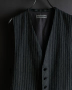 "ISSEY MIYAKE MEN" Random stripe pattern V-neck vest