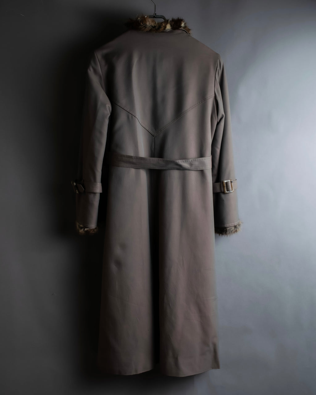 "HIROKI" Real fur lined maxi length belted coat