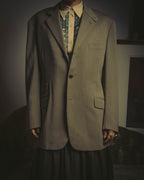 -SPECIAL- "Hermès" 80's-00's Leather collar tailored blazer