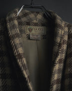 "GUCCI" 80’s checked wool shawl collar jacket