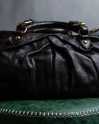 "MIU MIU" Pleated detail rounded boston grained leather 2way bag