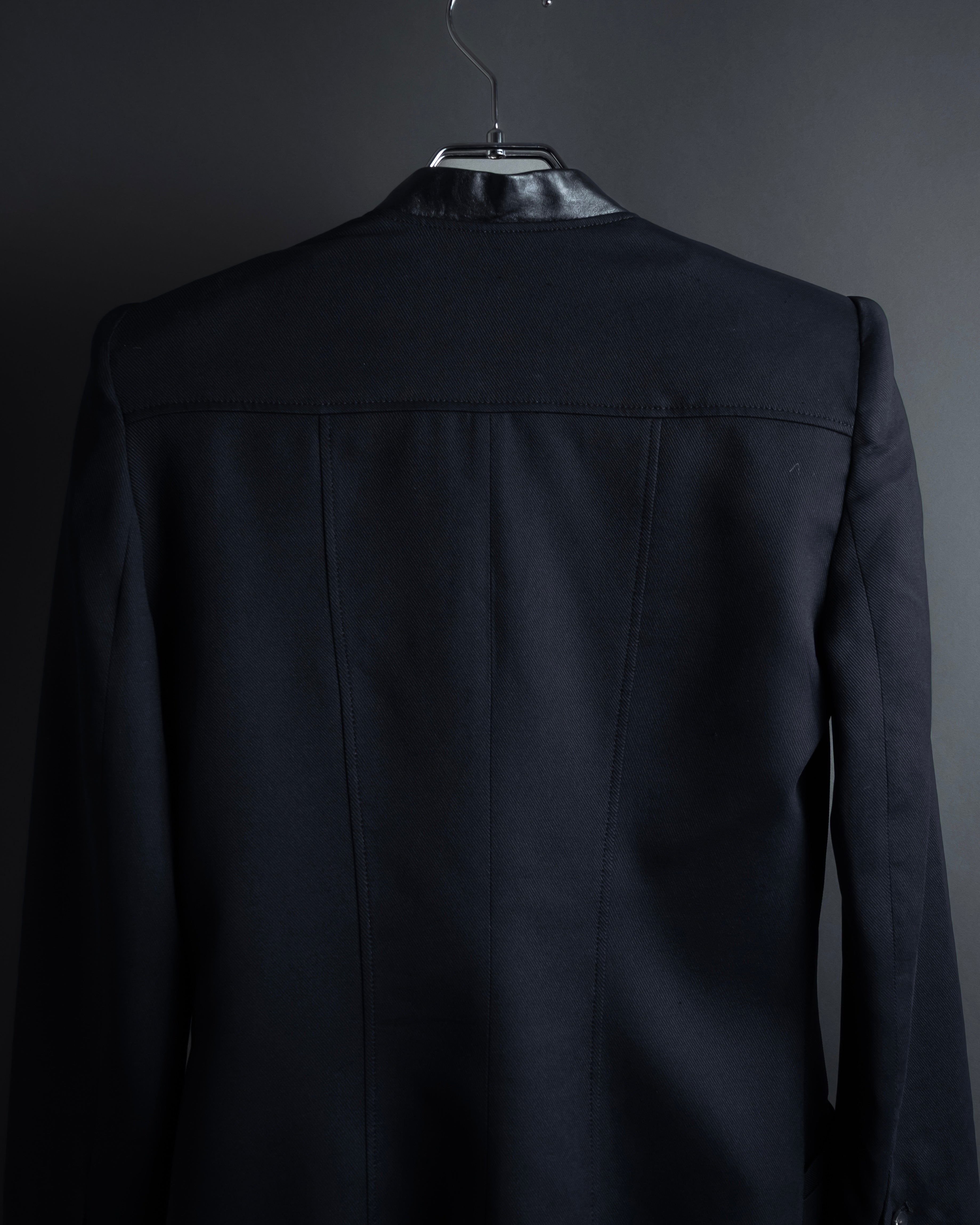 "HELMUT LANG" Leather lapel design, glossy jacket