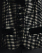 –SPECIALS– "Yves Saint Laurent" 90’s Mid gingham check velvet lapel tailored vest