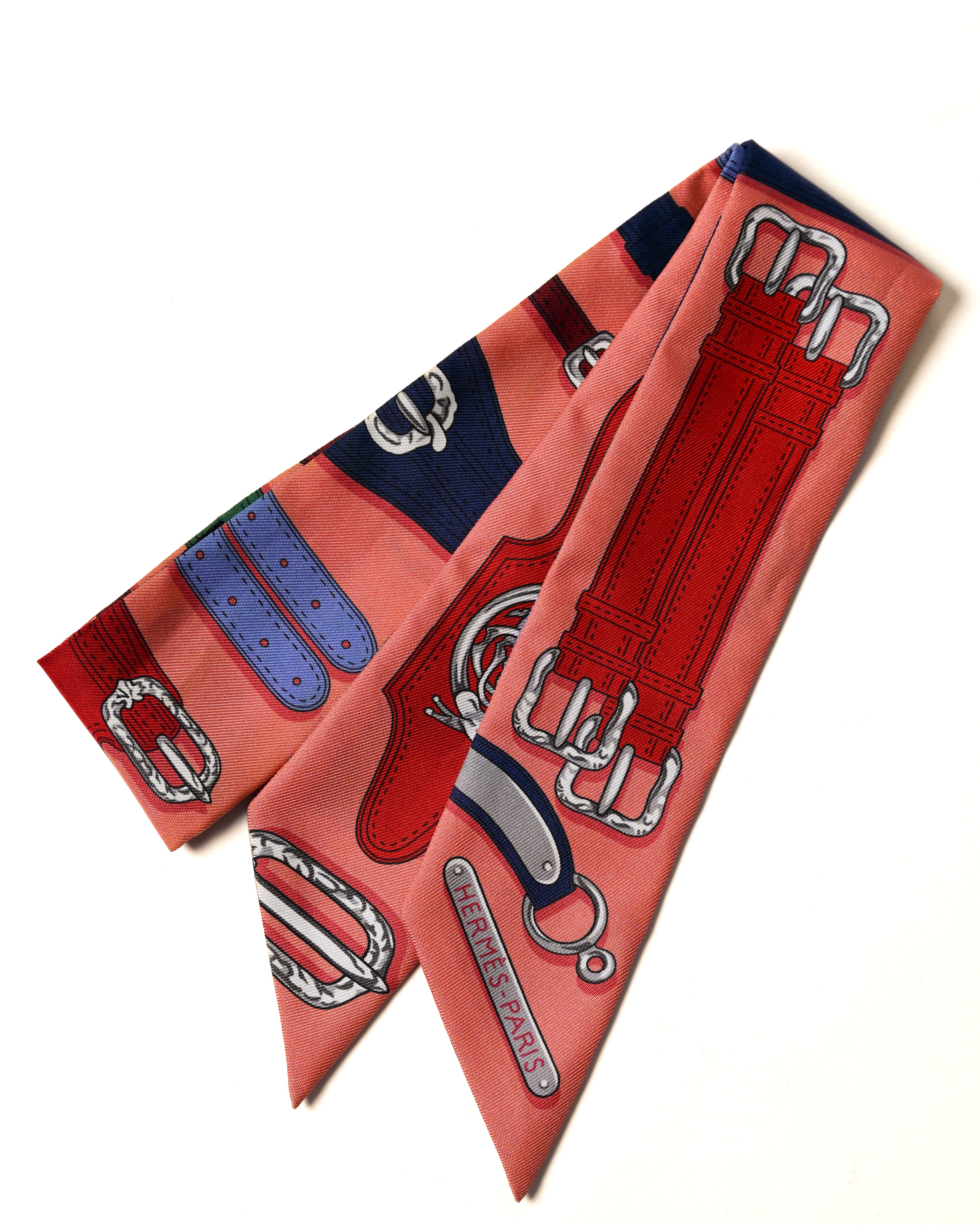 HERMES/ “Harnais des Présidents” Twilly Silk Scarf