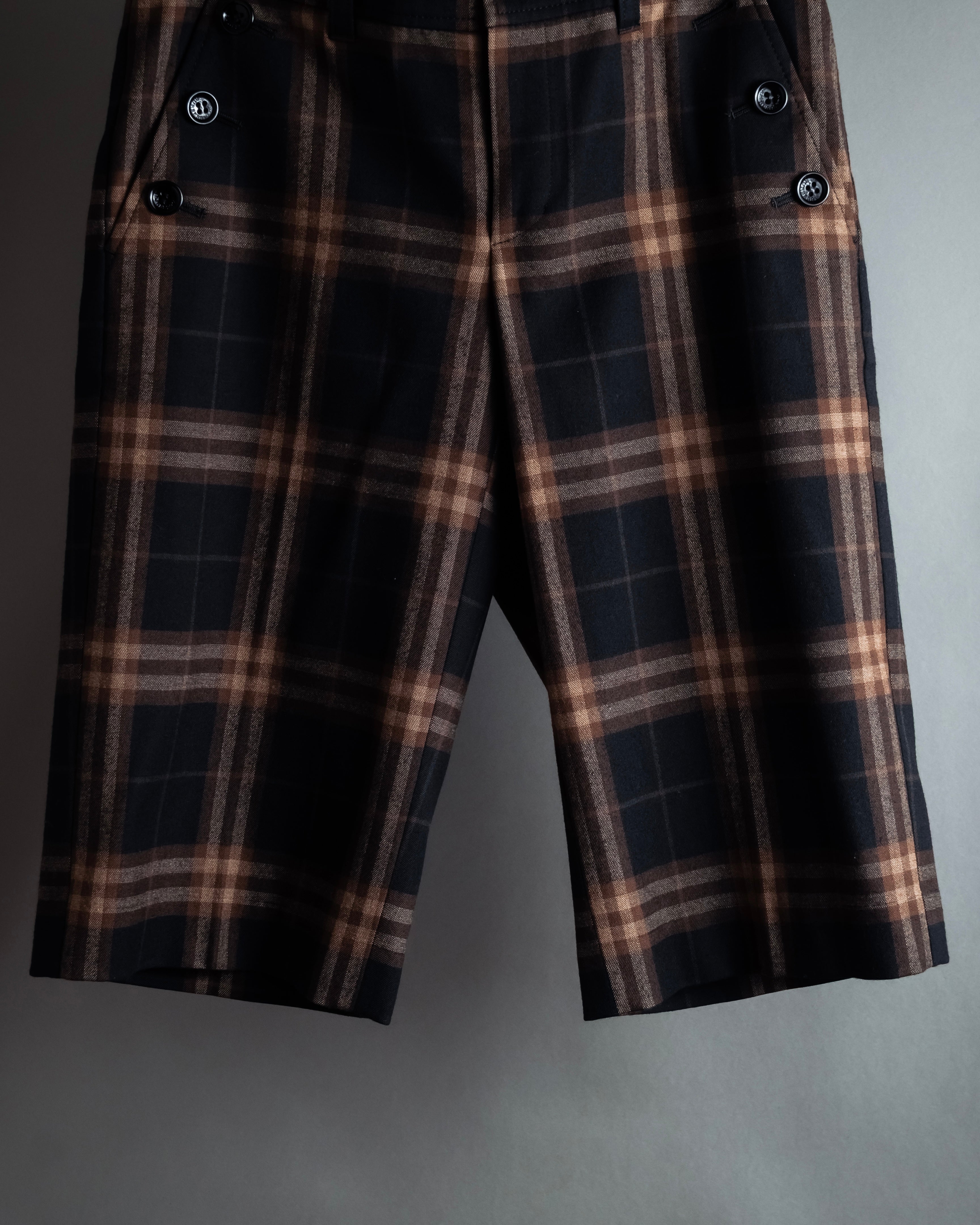 "BURBERRY" Decorative button design check pattern short pants
