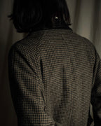 "tricot COMME des GARCONS" Leather collar design houndstooth pattern oversized long coat