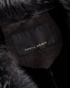 "NORTH BEACH" Smoky lamb fur design suede leather coat
