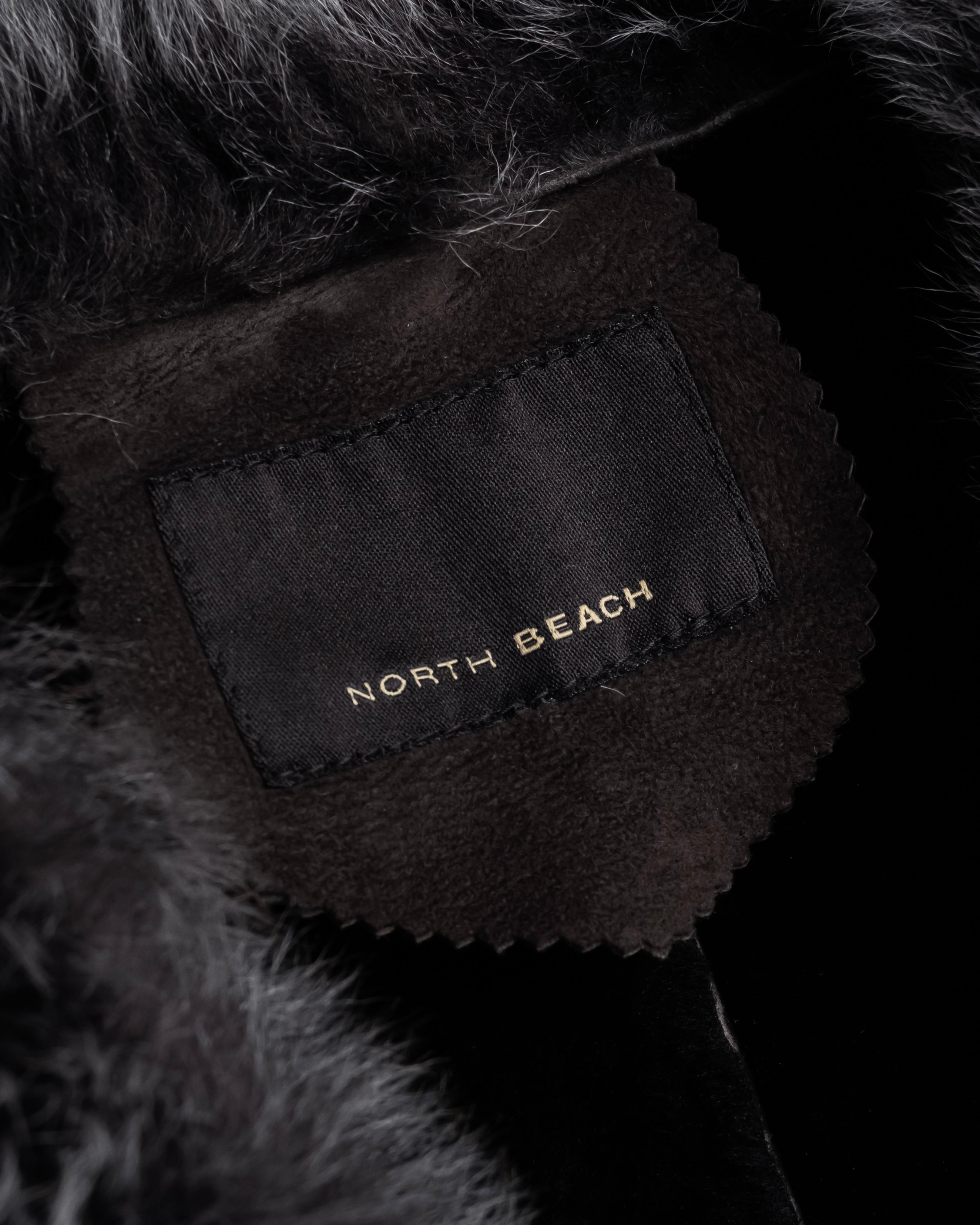 "NORTH BEACH" Smoky lamb fur design suede leather coat