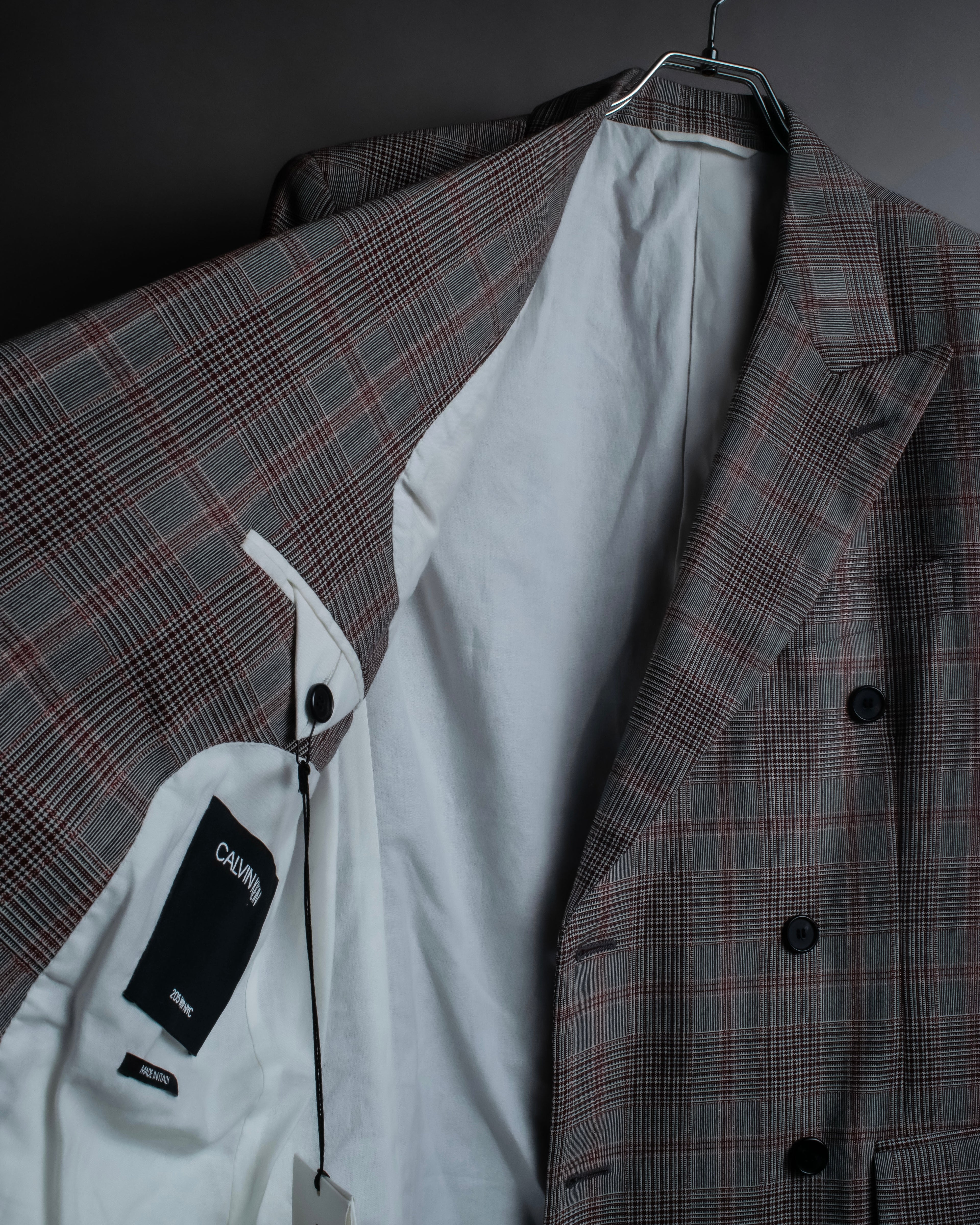 "Calvin Klein" Glen check oversized double breasted jacket