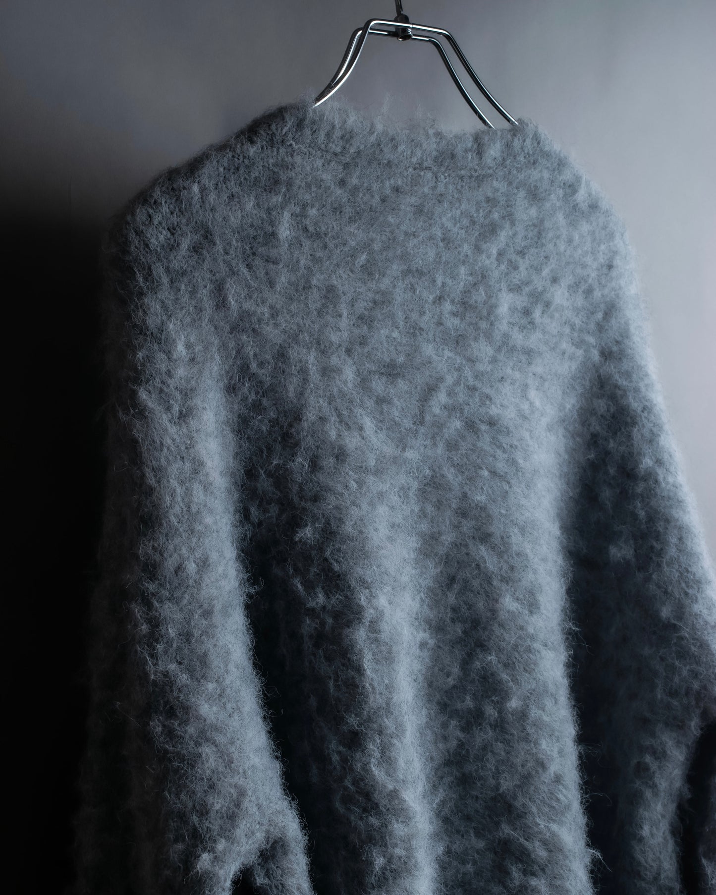 "Vintage drop shoulder shaggy knit pullover"