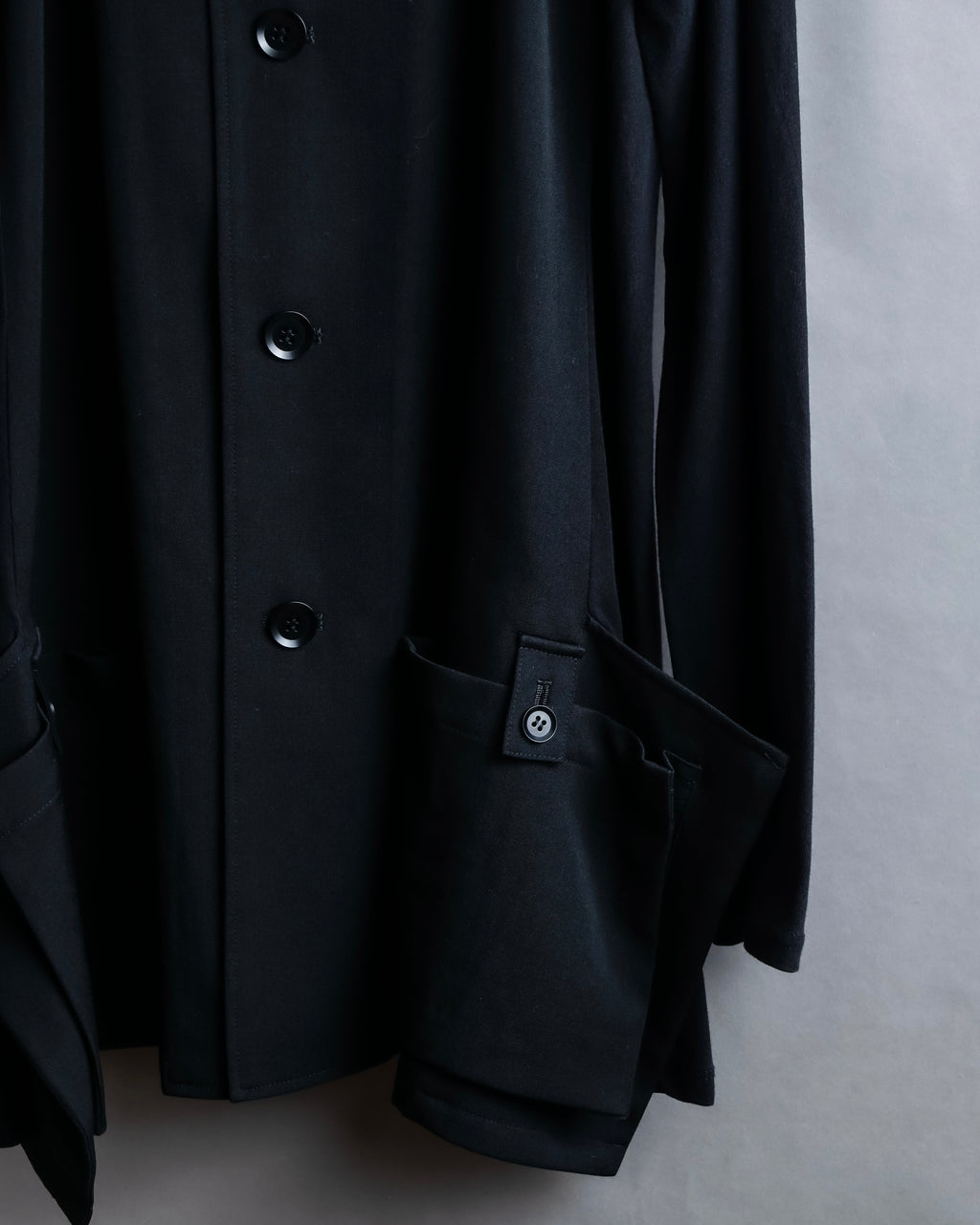 "YOHJI YAMAMOTO +NOIR" 21SS Drape panel design oversized shirt jacket