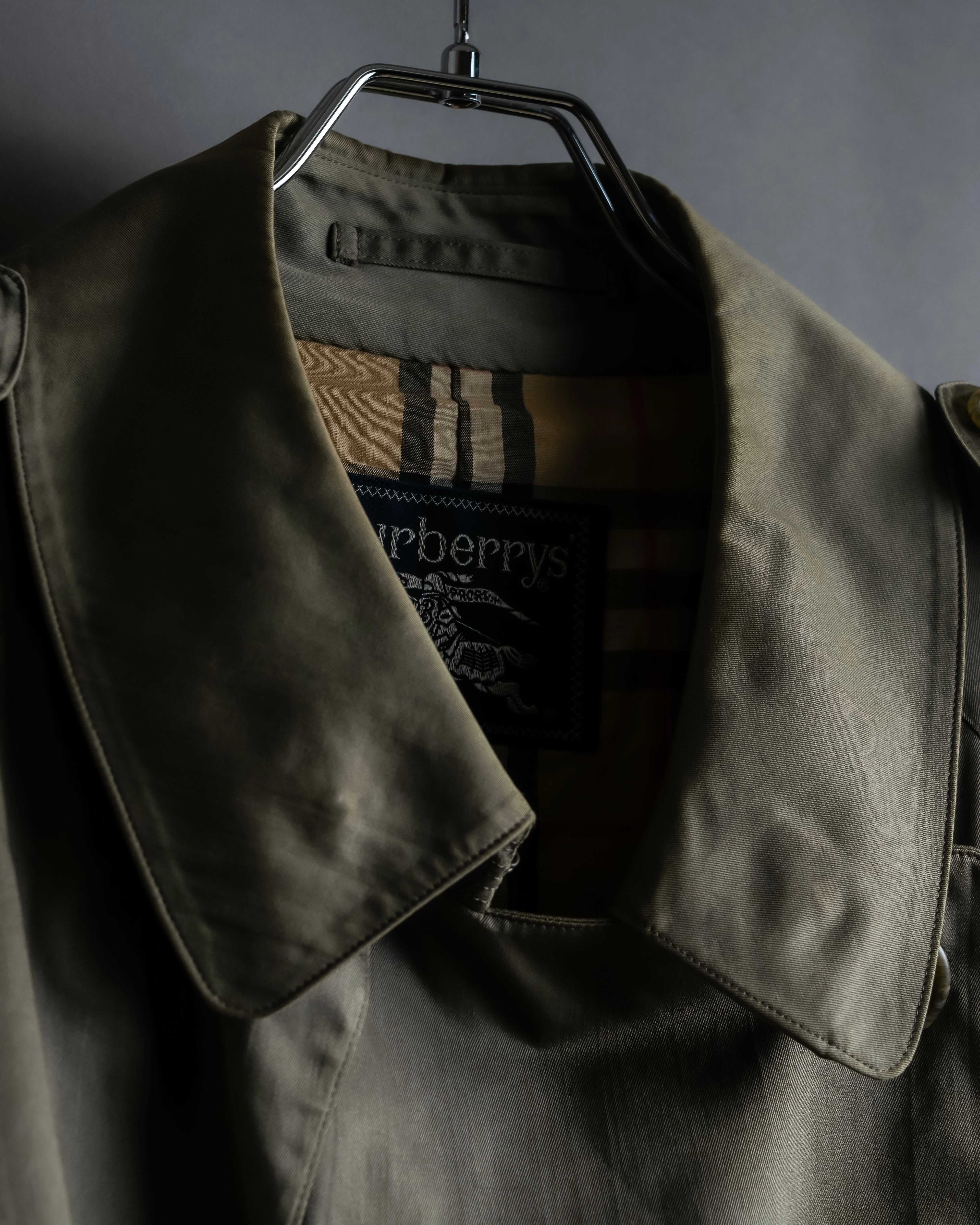 "Burberrys" Dark khaki belted trench coat