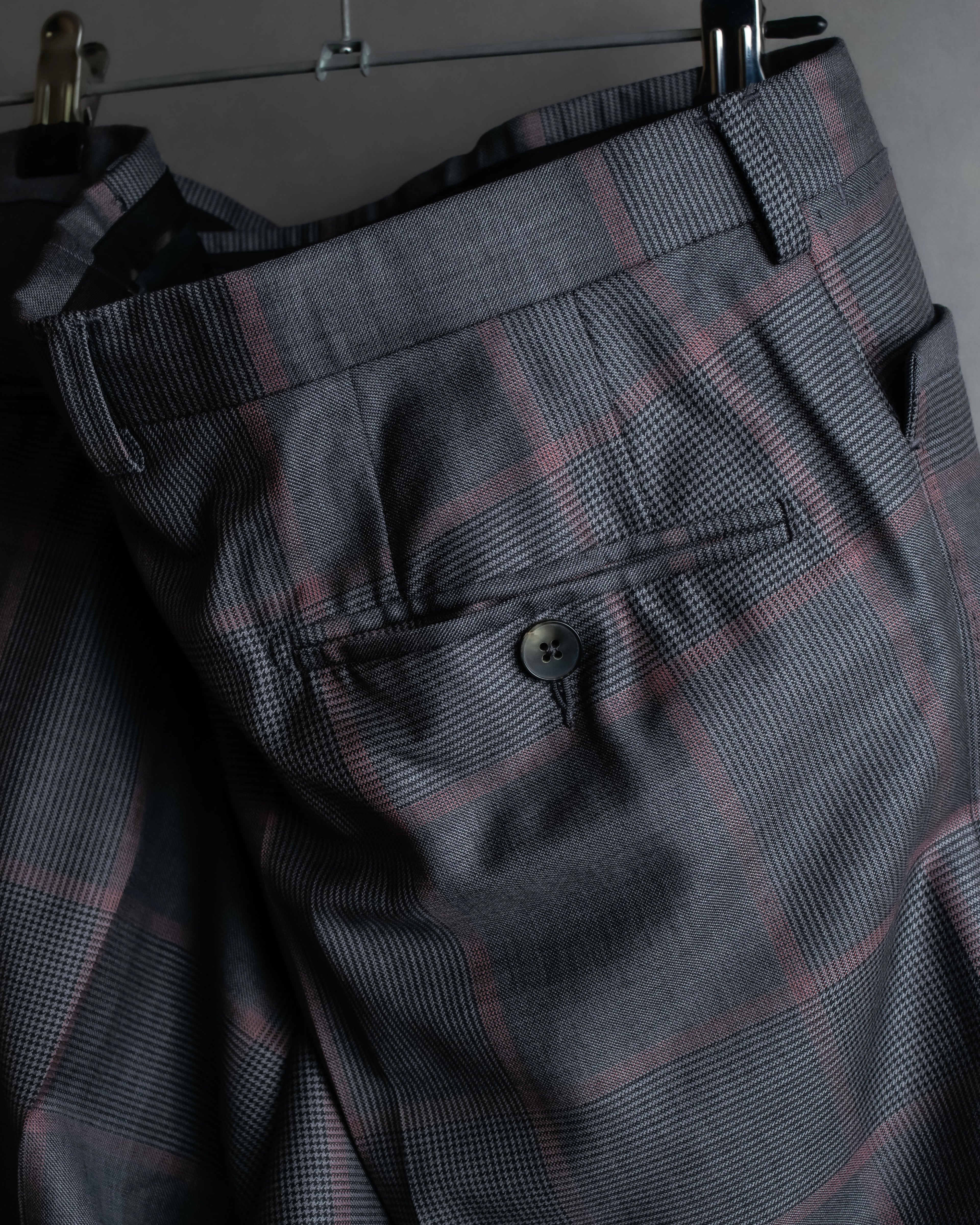 "GUCCI" Glen plaid wool wide tapered slacks