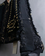 Reserved "Elie Saab" Gold stud detail tweed jacket