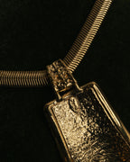 "Yves Saint Laurent" 80's-00's Gold tone textured pendant necklace