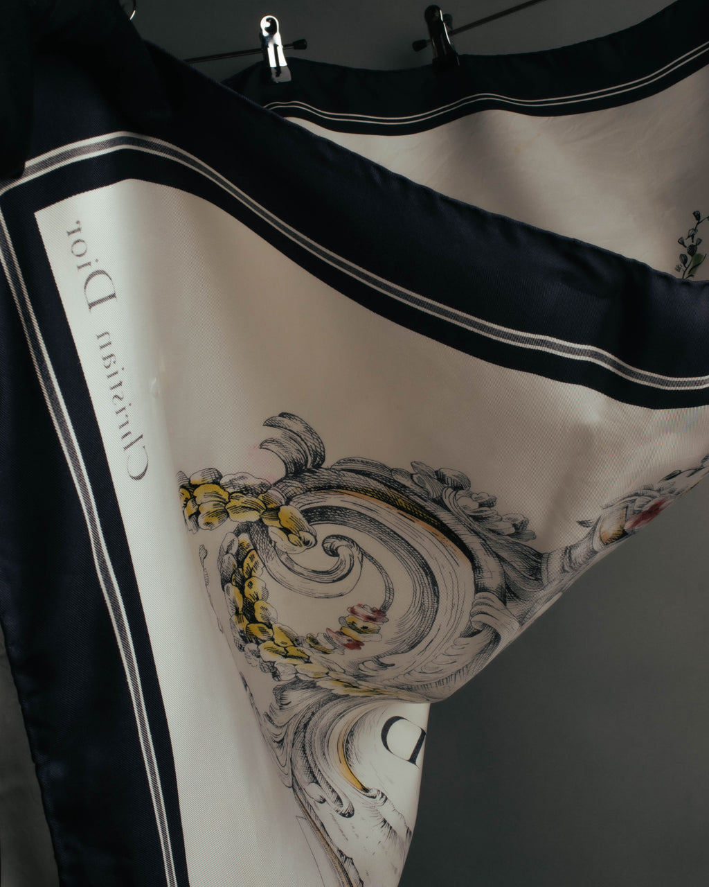 "Christian Dior" Vintage baroque print square scarf
