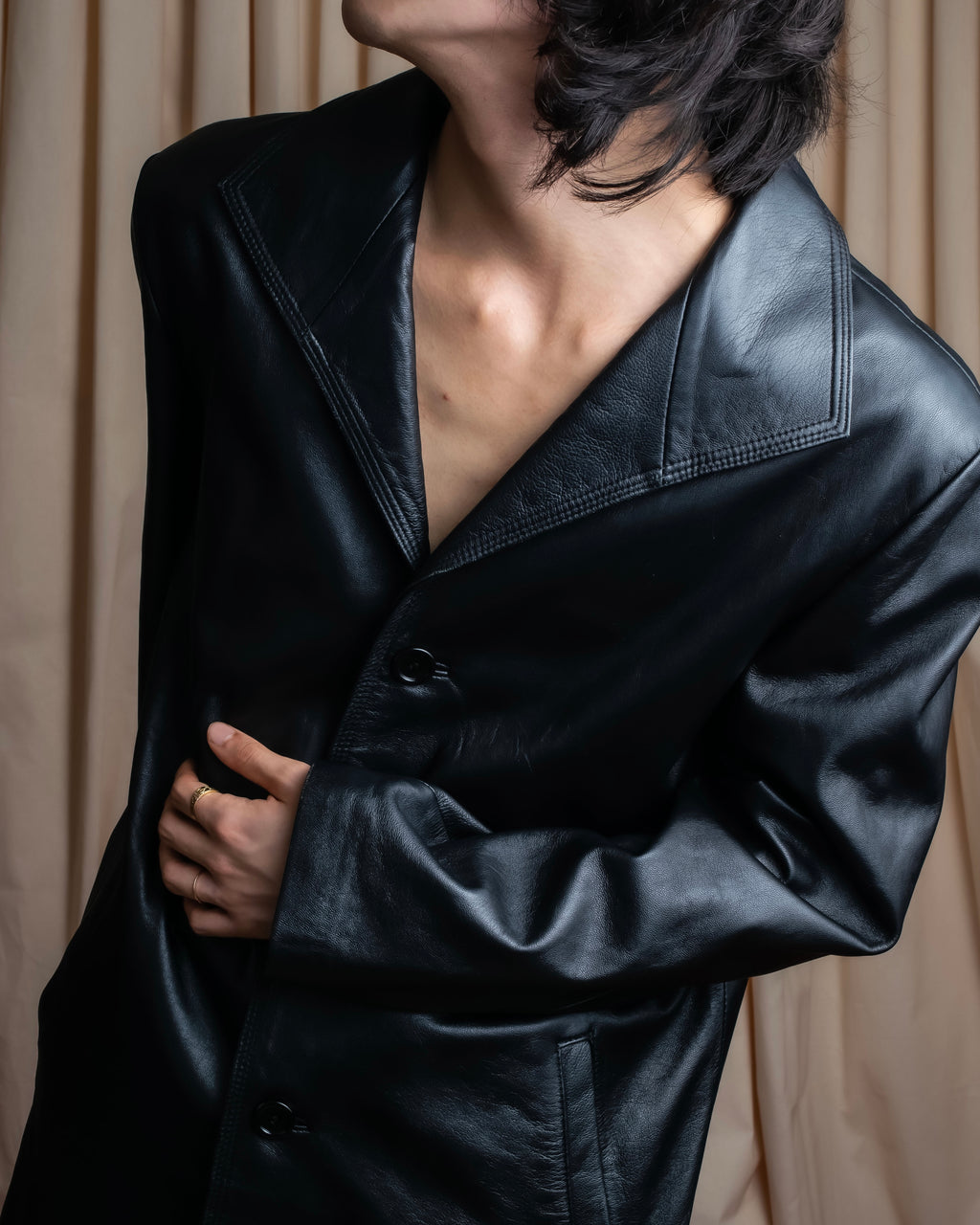 "GIANNI VERSACE COUTURE" Sheep skin oversized triangle color jacket