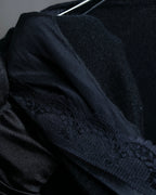 "DOLCE & GABBANA" Lace layered design V-neck knit