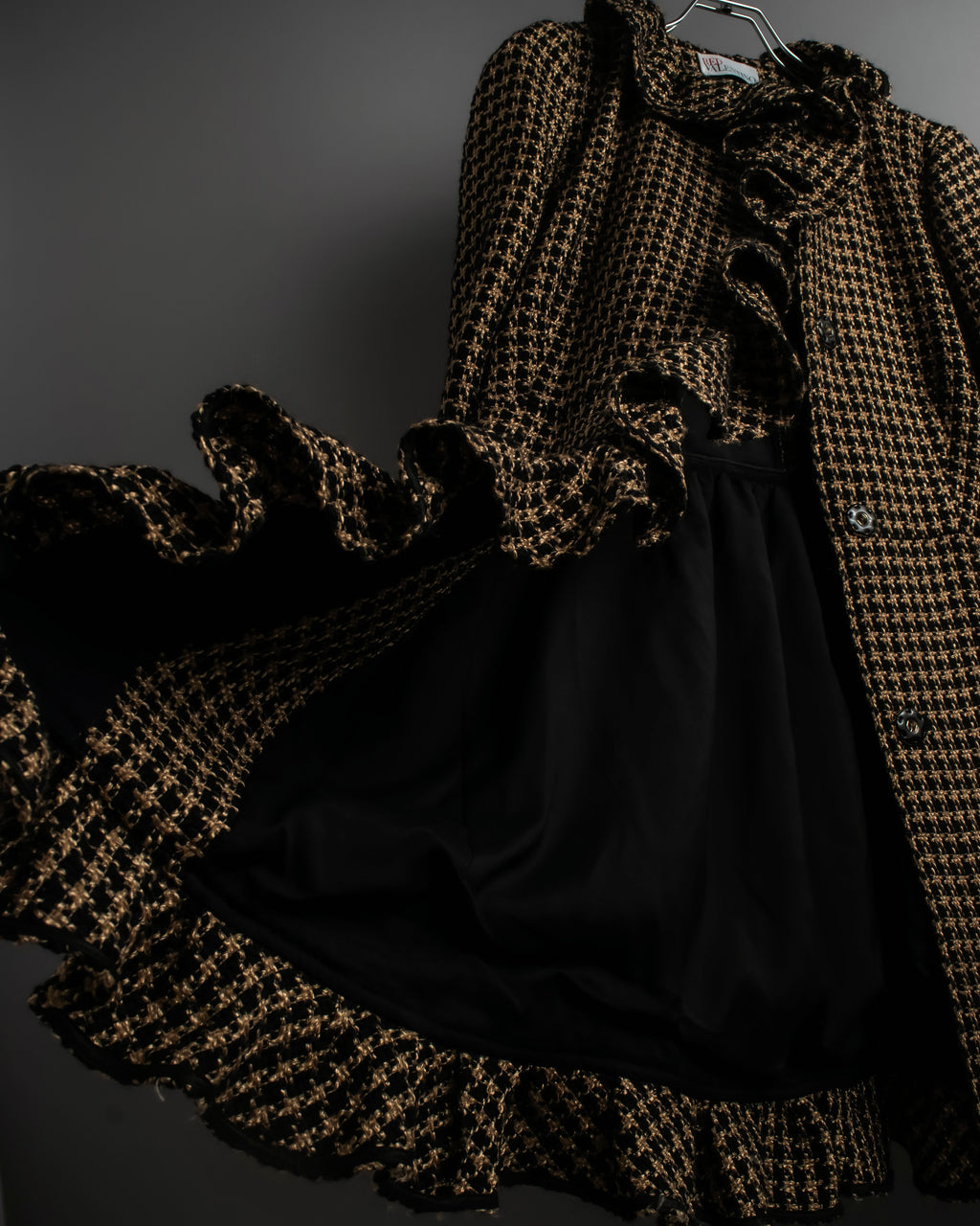 "RED VALENTINO" Ruffled frill detail tweed coat