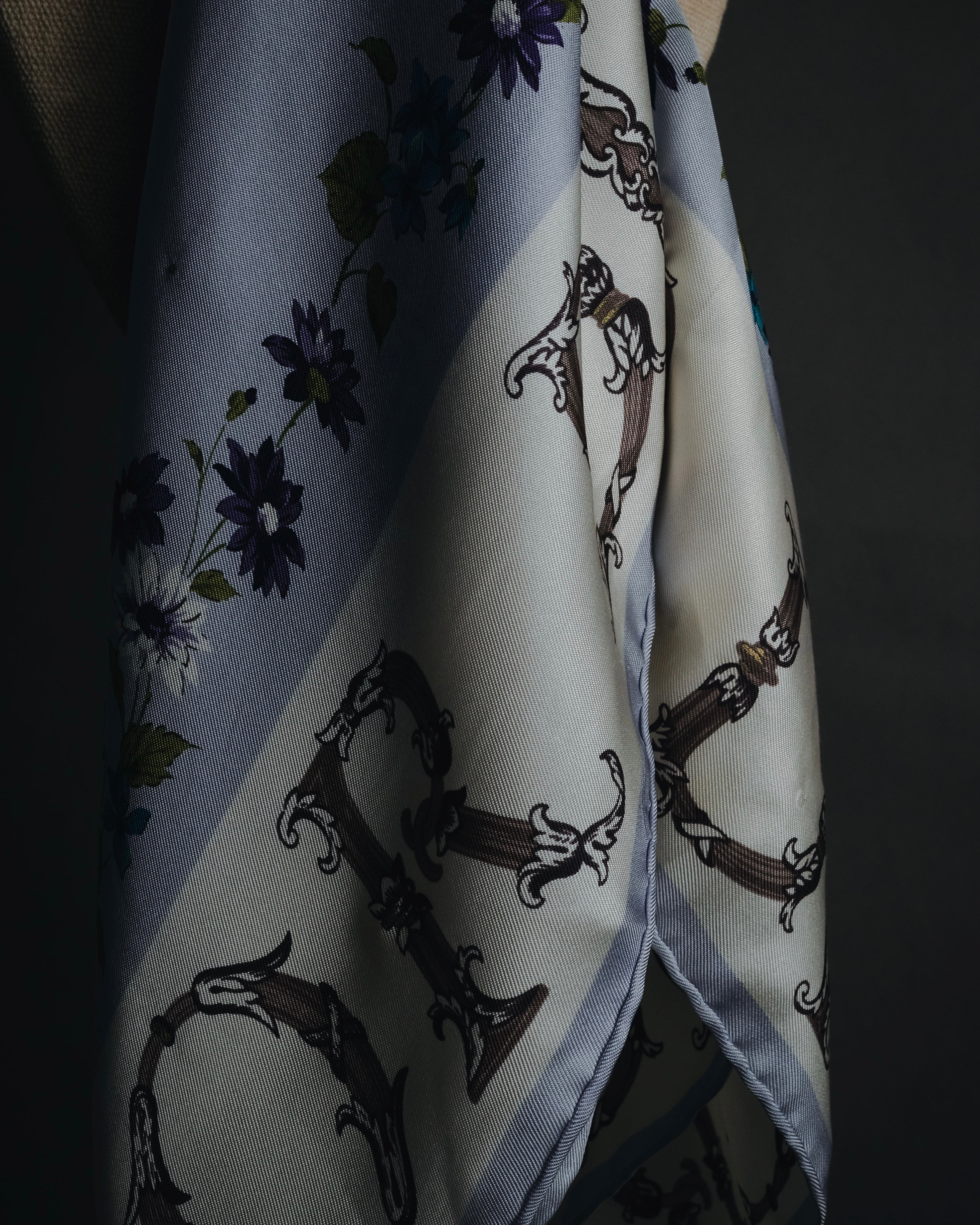 "Christian Dior" 80’s-90’s botanical dior typography silk scarf