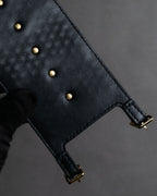 "Dior" Pearl＆gold stud design leather brace