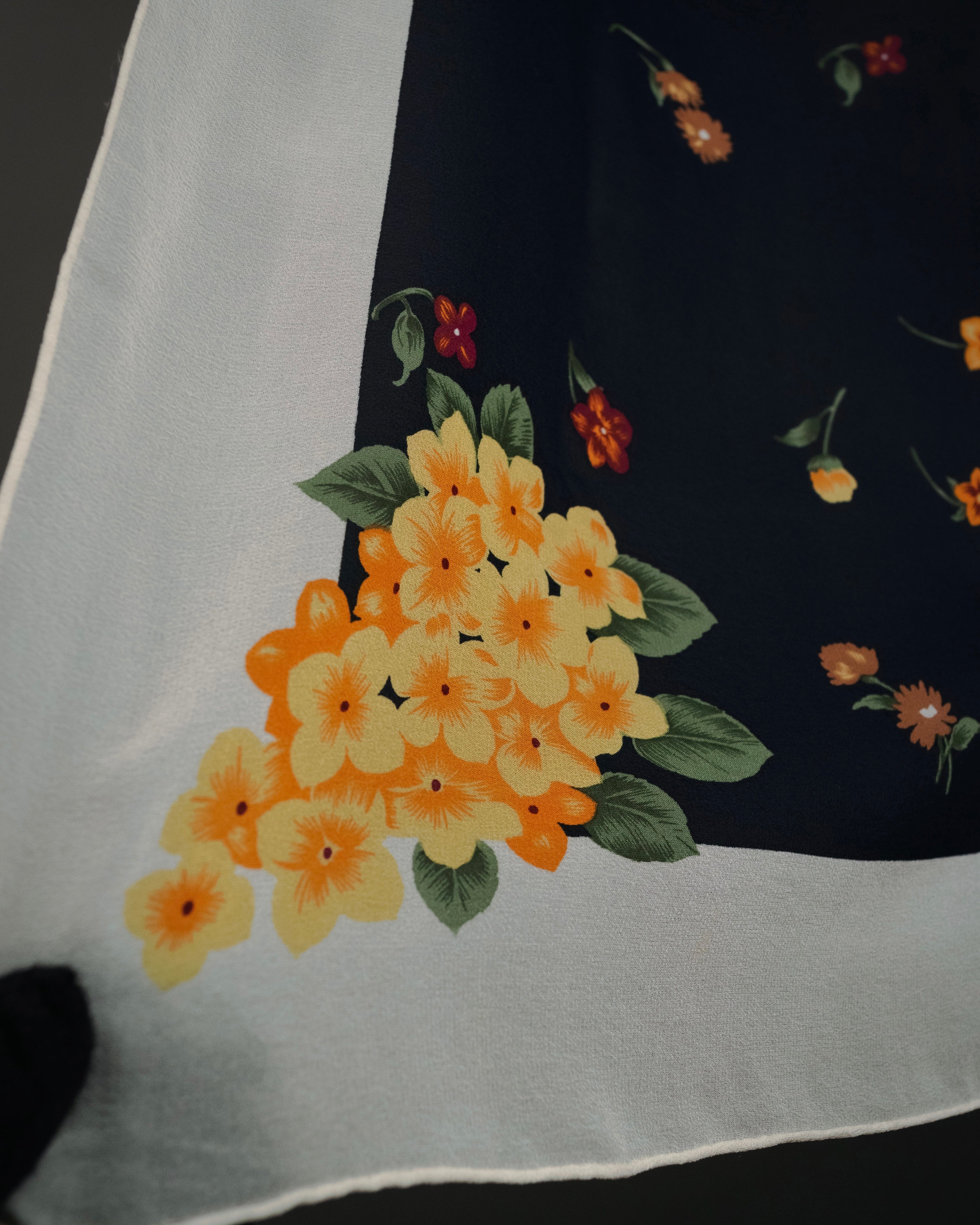 “Christian Dior” 80’s–90’s Botanical silk floral scarf