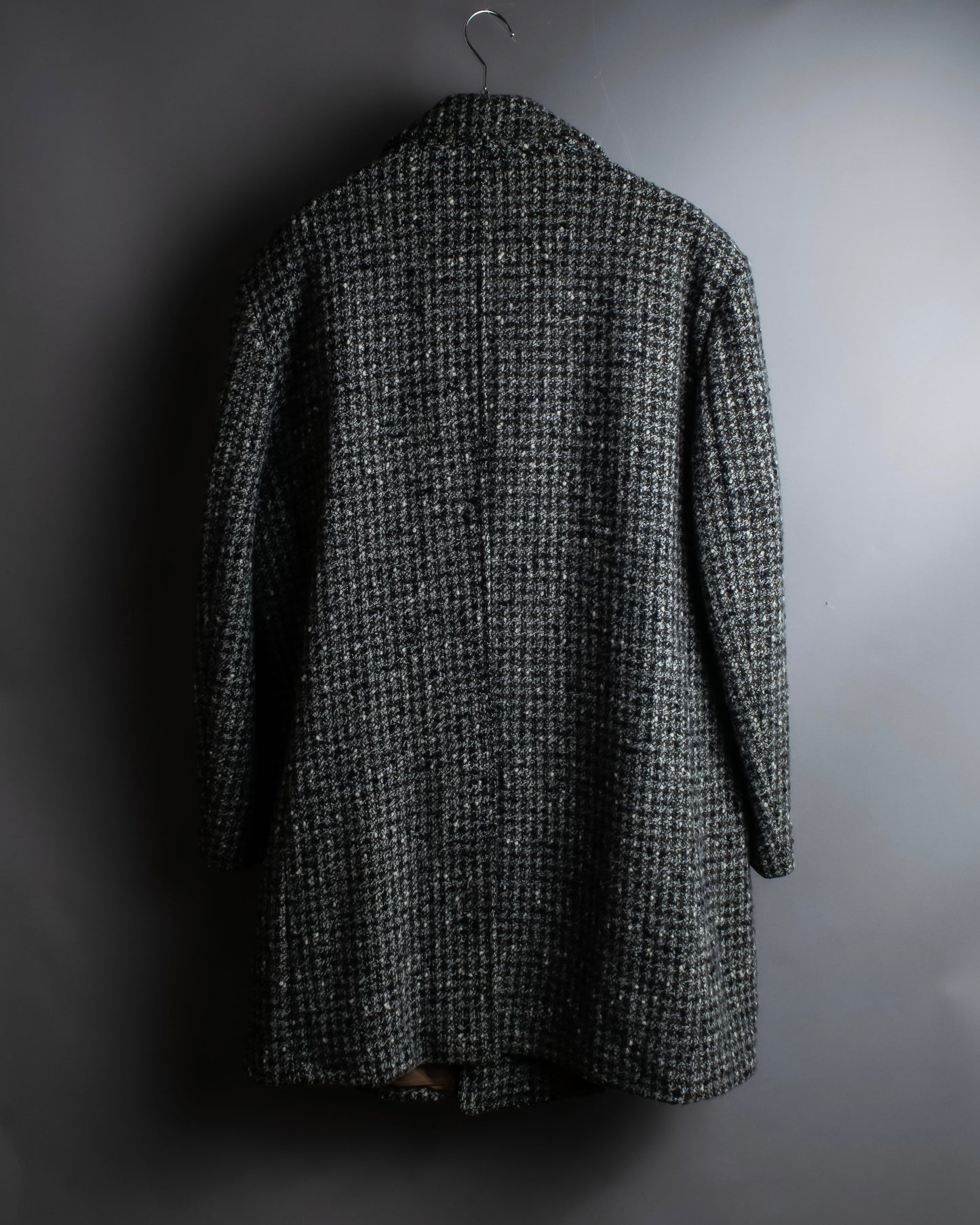 "Vintage houndstooth oversized tweed chester coat"