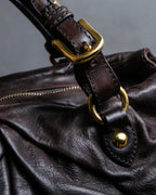 "MIU MIU" Pleated detail rounded boston grained leather 2way bag