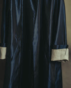 "CELINE" 70's-80's Dramatic contrast collar long coat