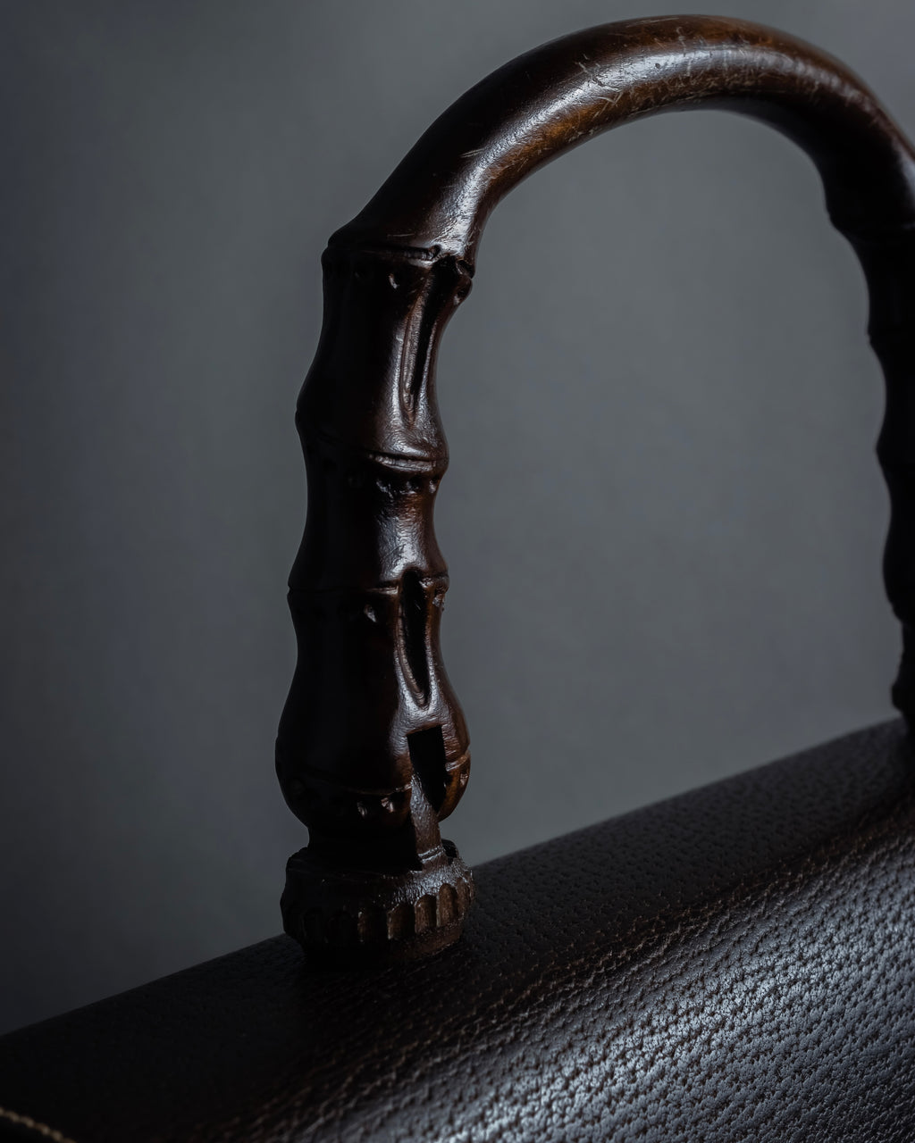 -SPECIAL- "GUCCI"  1980-1986's Inherited model grained leather bamboo bag