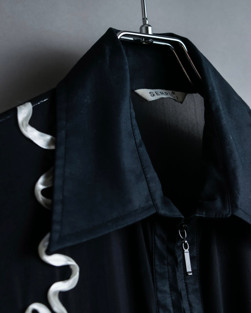 Vintage double zip ribbon flower design sheer jacket