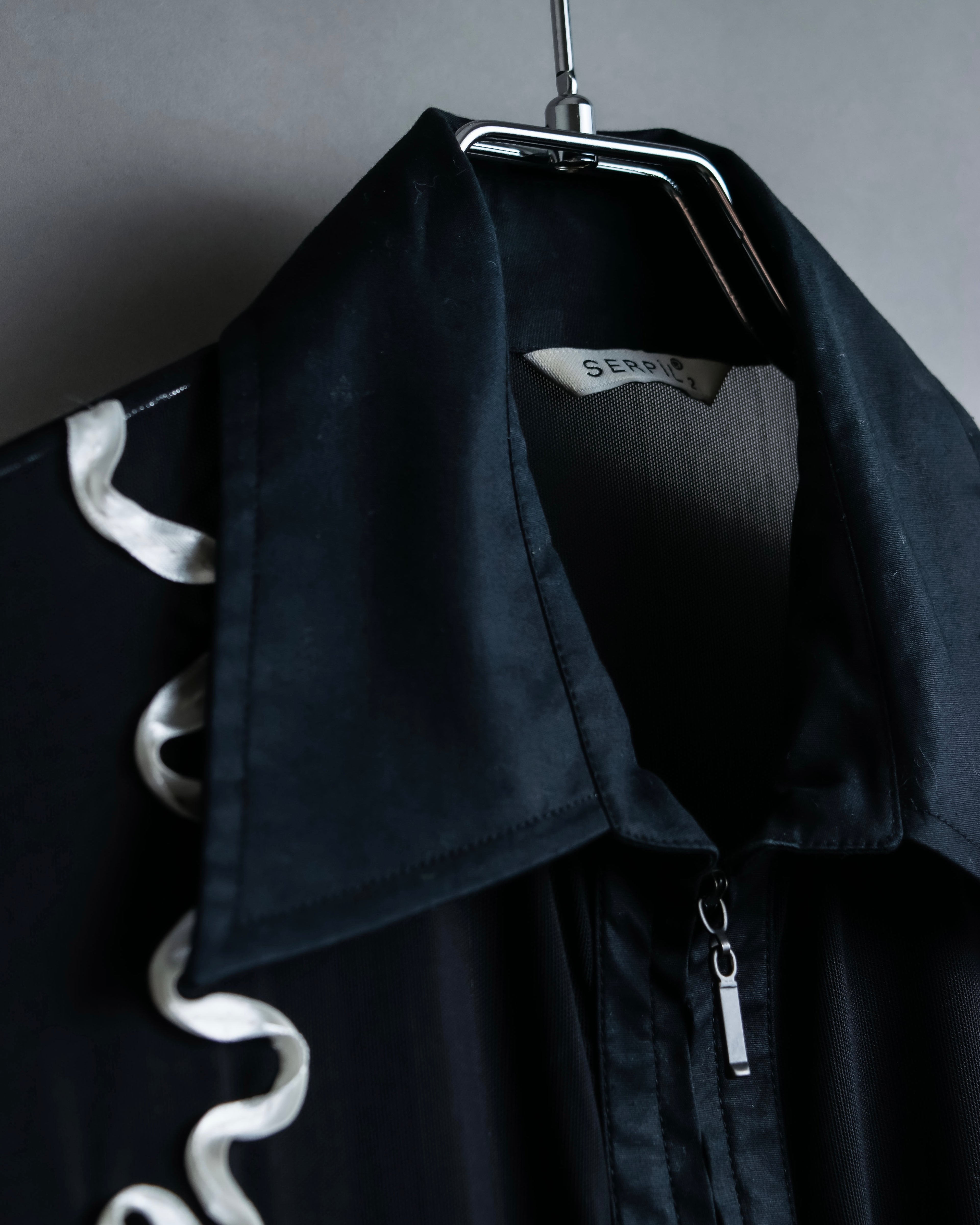 Vintage double zip ribbon flower design sheer jacket