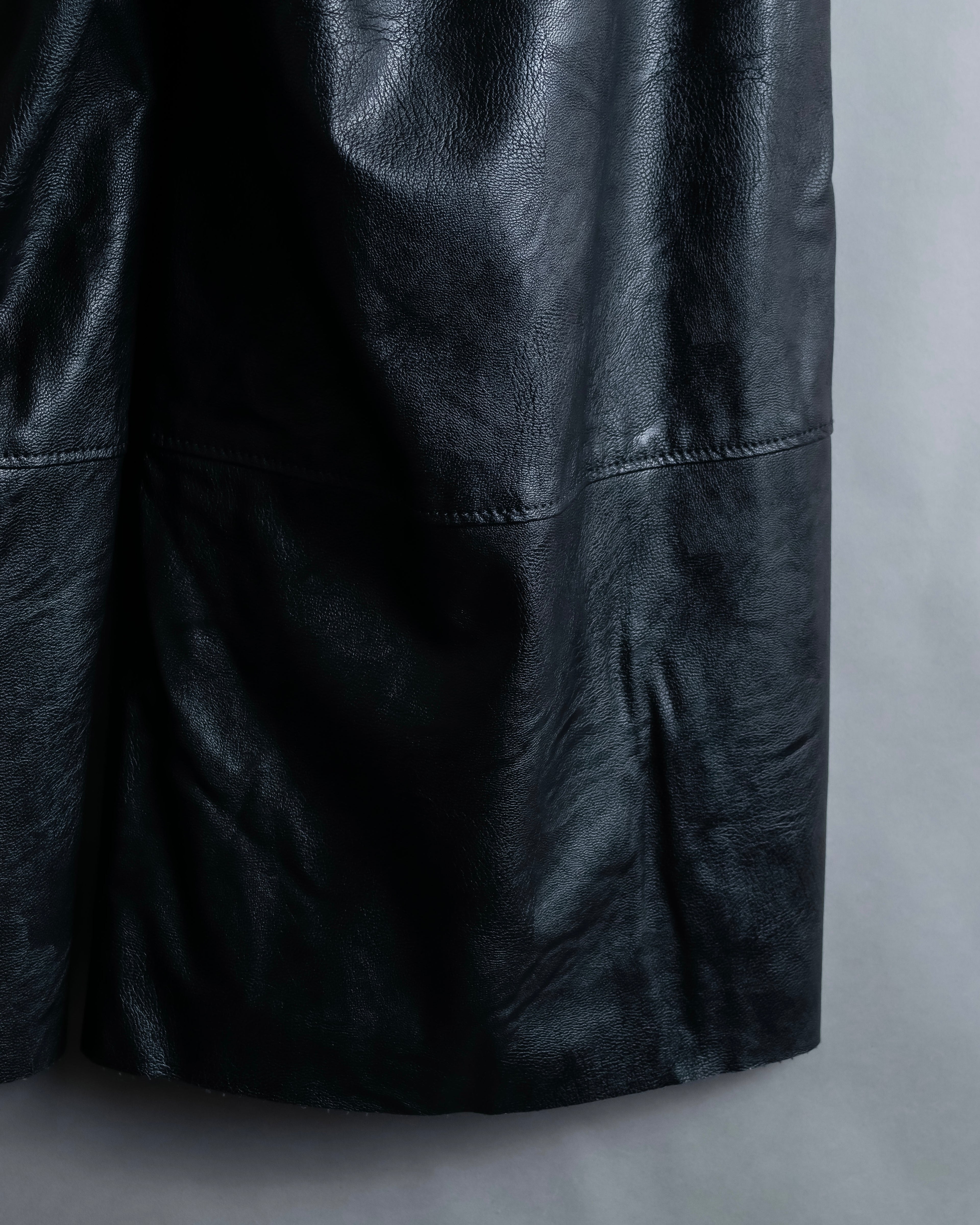 "MM6" Synthetic Leather Cut-Out Design Shorts
