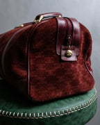 "CELINE" Triomphe motif Bordeaux color suede boston bag