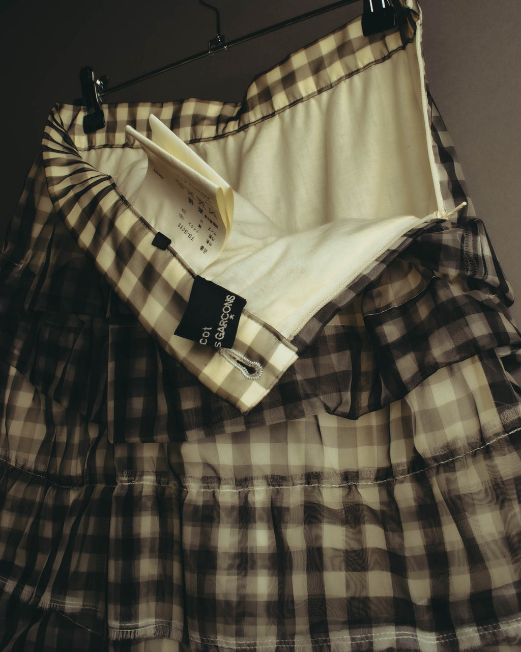 -SPECIAL- "tricot COMME des GARÇONS" 07SS Gingham check sheer tiered ruffle skirt