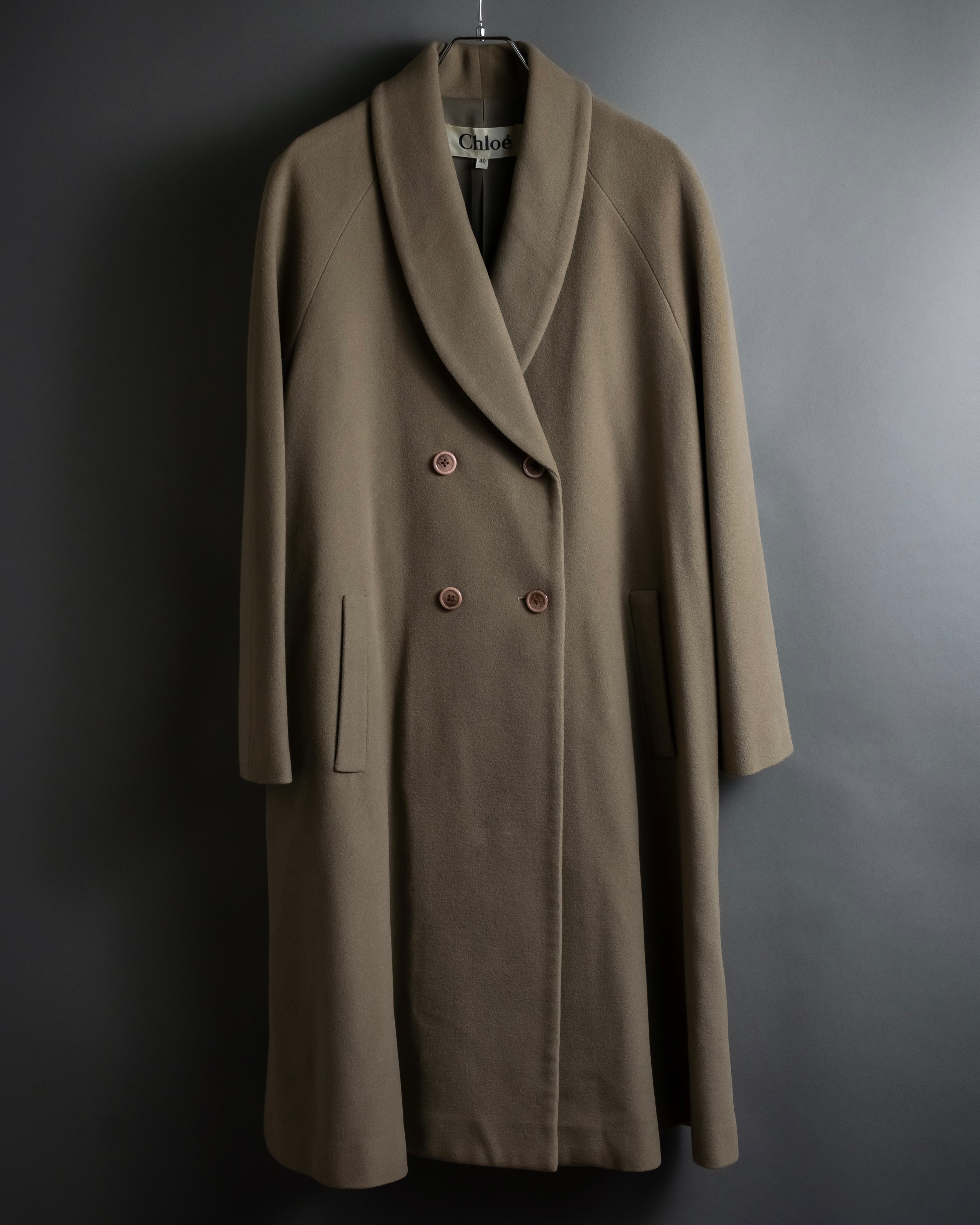 "Chloe" Shawl collar double-breasted wool long coat