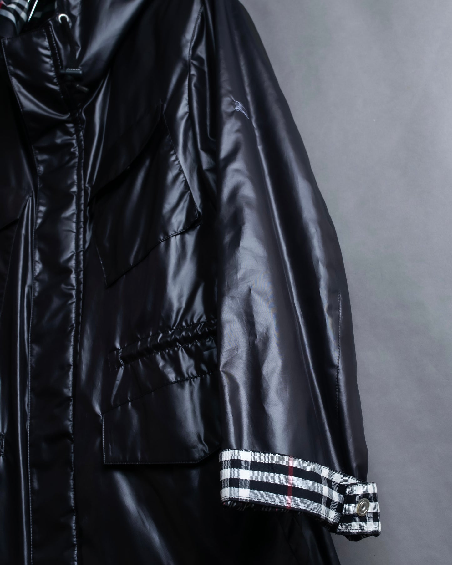 "BURBERRY Black Label" Checked nylon gather hooded blouson