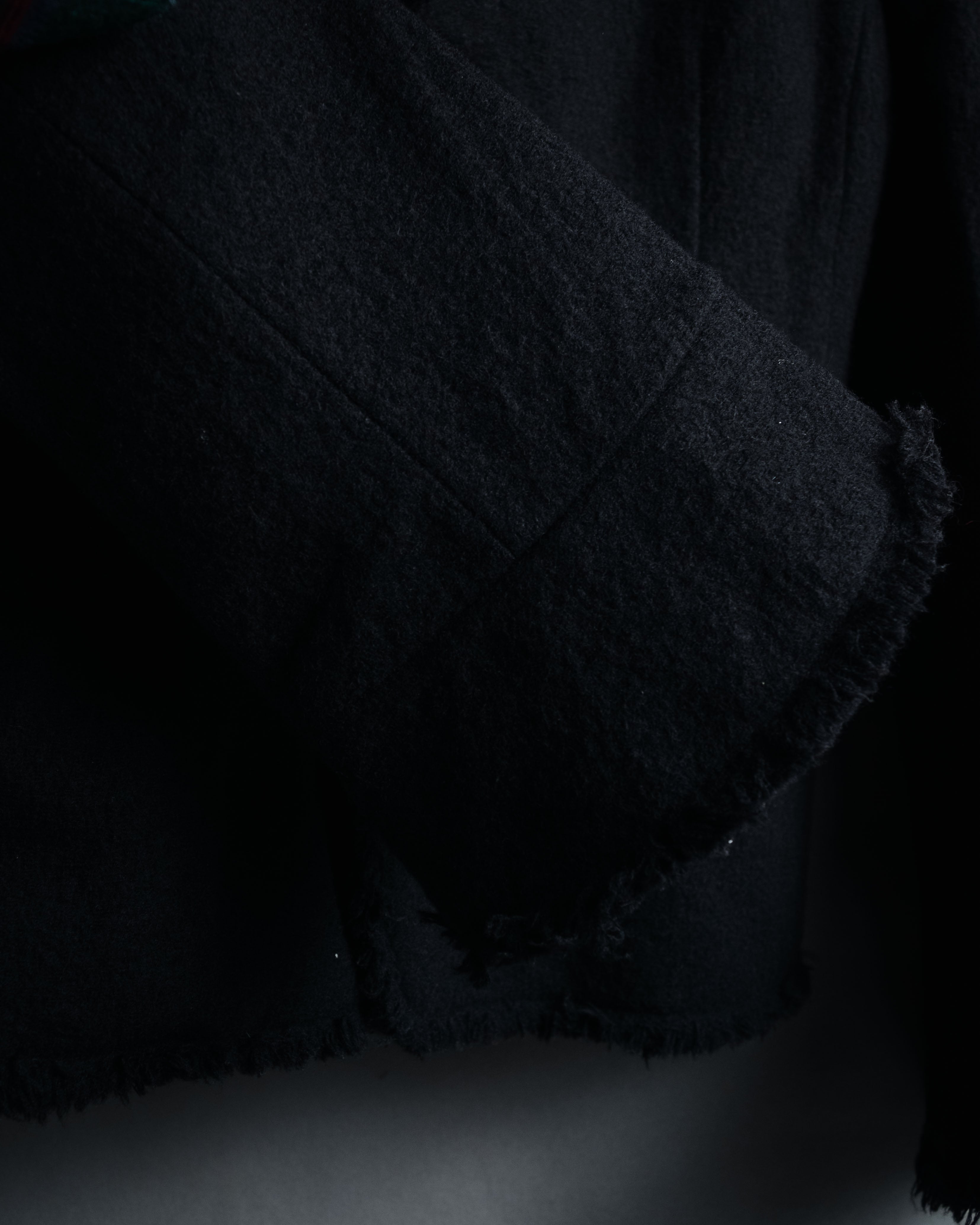 –SPECIAL– "tricot COMME des GARÇONS" 2004AW Fringed cut-off boiled wool tailored jacket