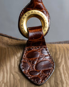 "BALENCIAGA" Nylon＆crocodile leather combination design boston bag