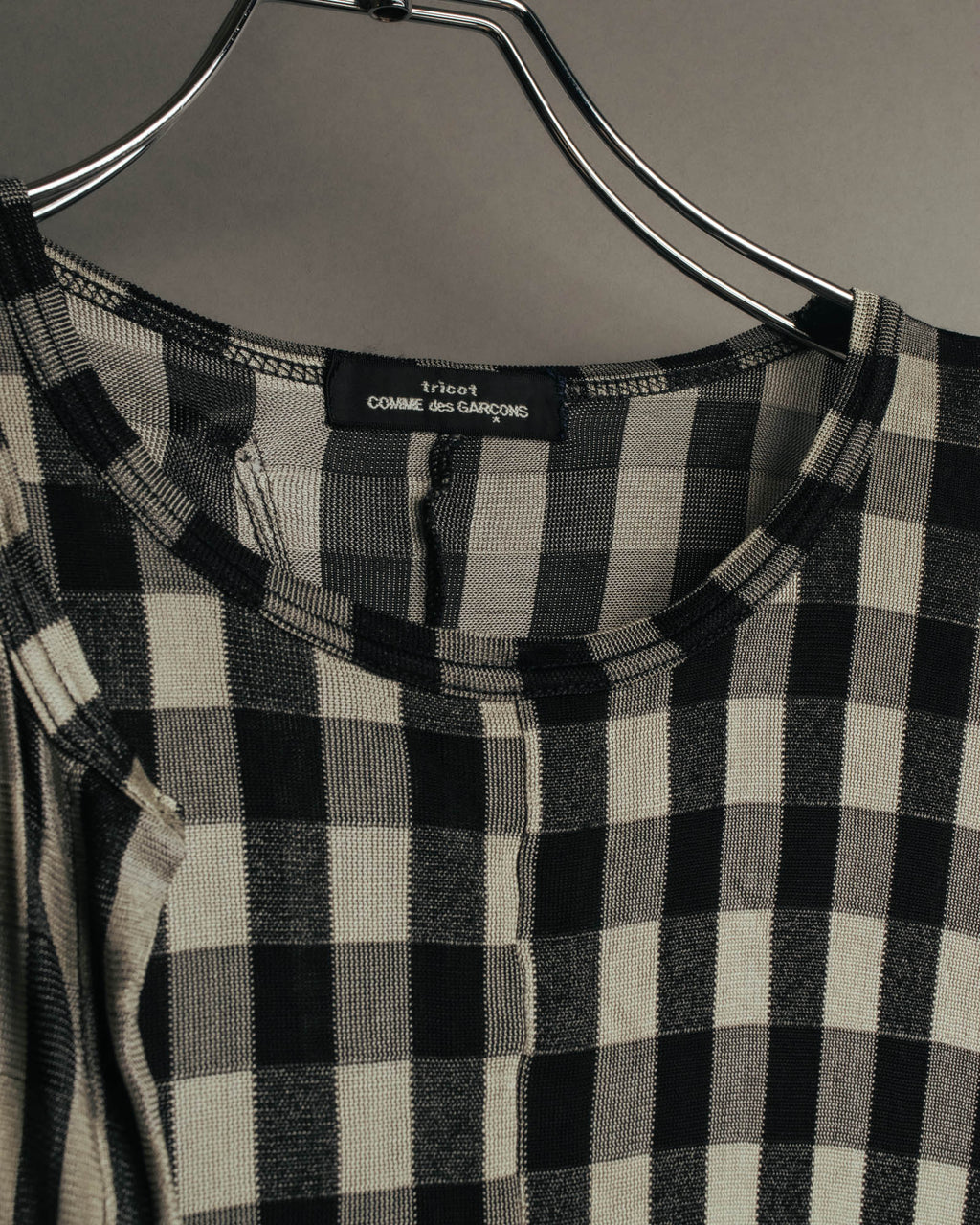 “tricot COMME des GARÇONS” 00’s-10’s Asymmetric gingham draped top