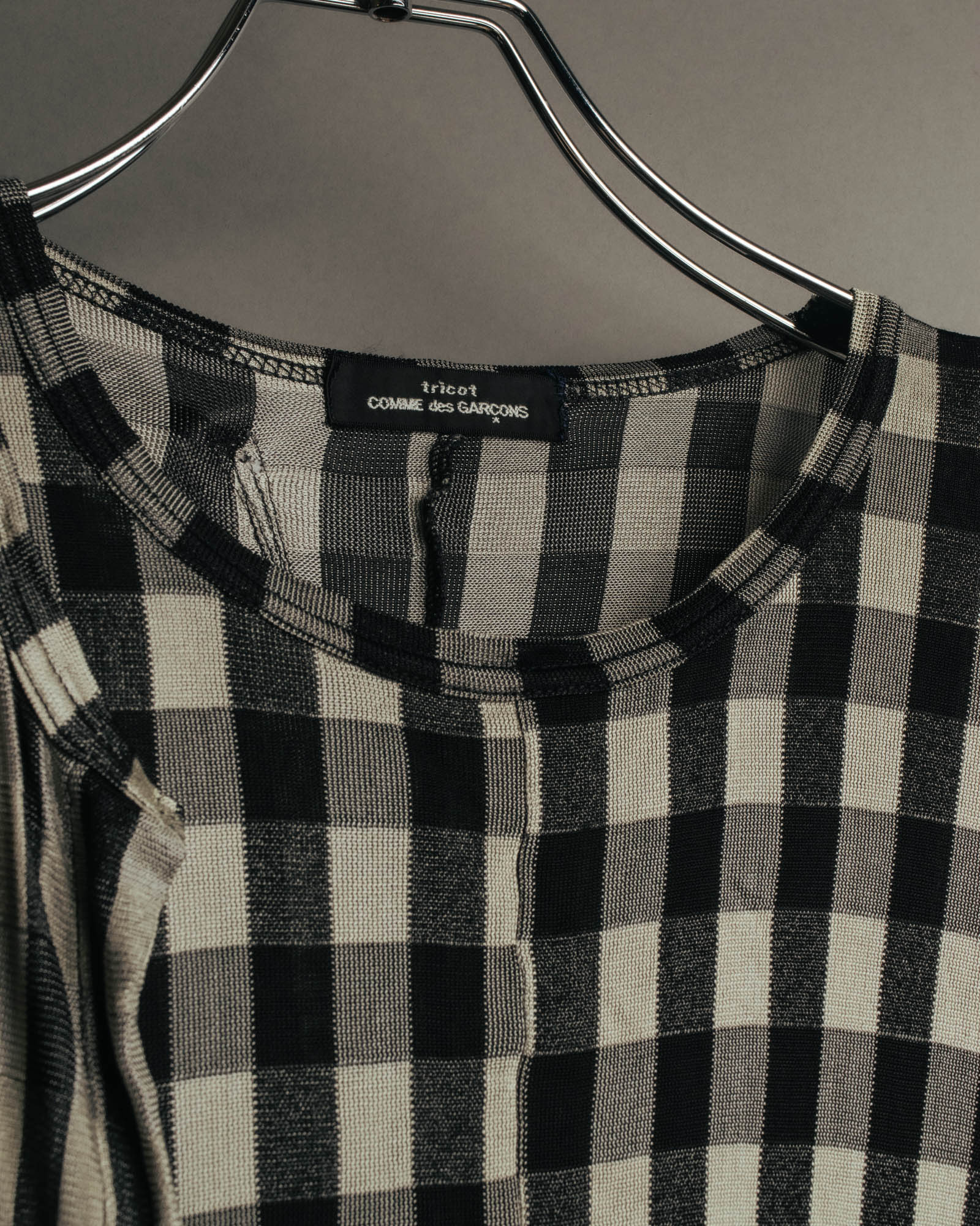“tricot COMME des GARÇONS” 00’s-10’s Asymmetric gingham draped top